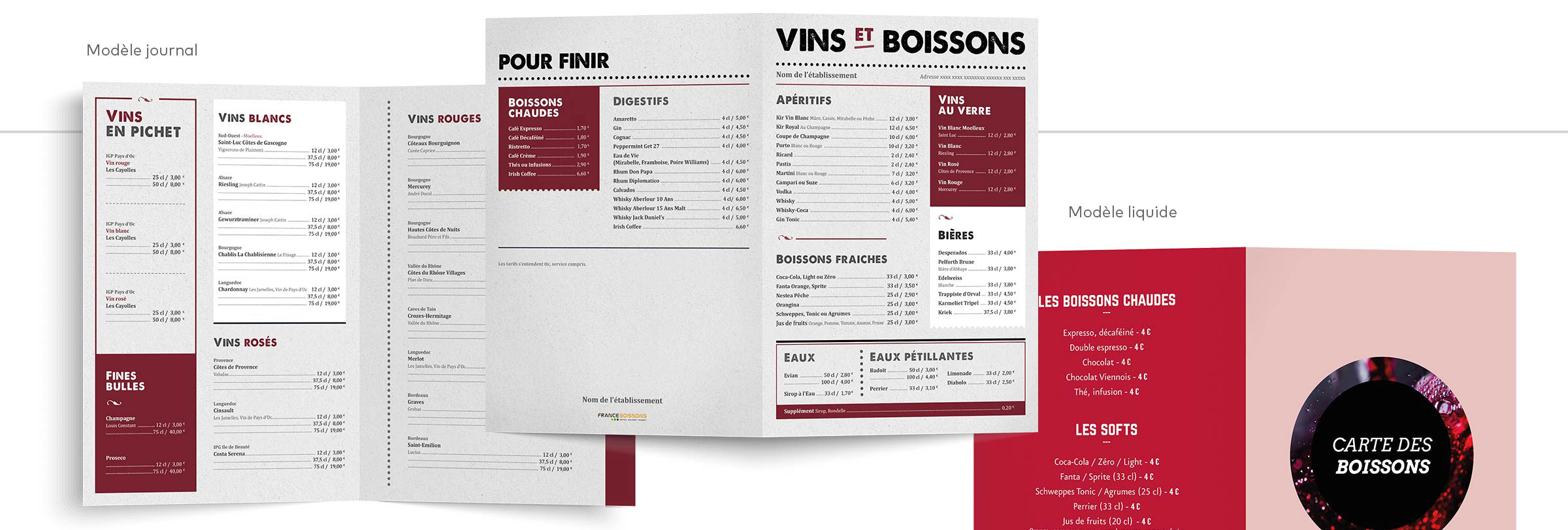 création et impression carte des vins et boissons