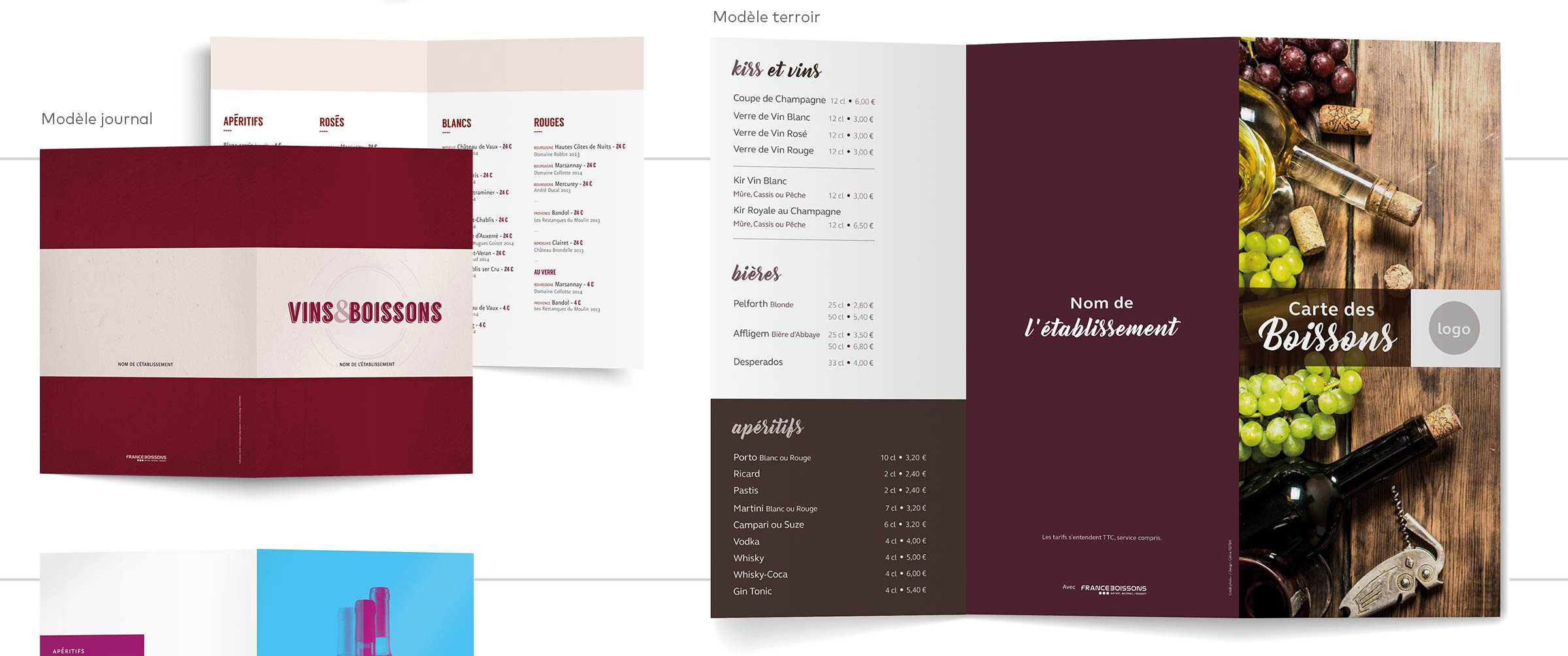 création et impression carte des vins et boissons